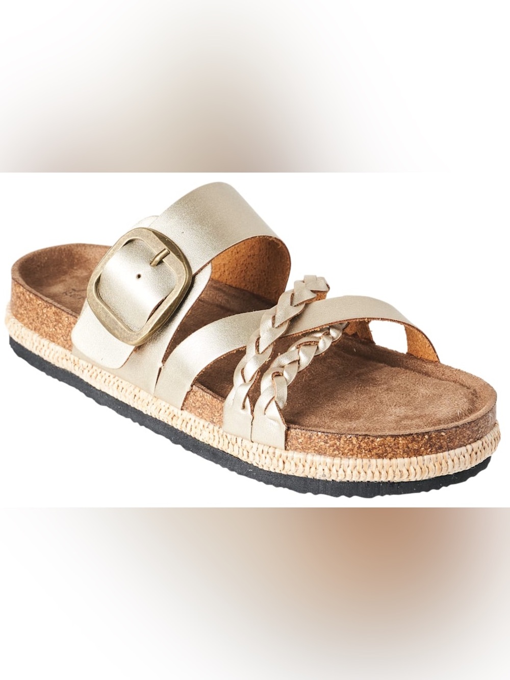 Braided Metallic Gold Slide Sandals by Natural Reflections Women’s Size 7 NWOT